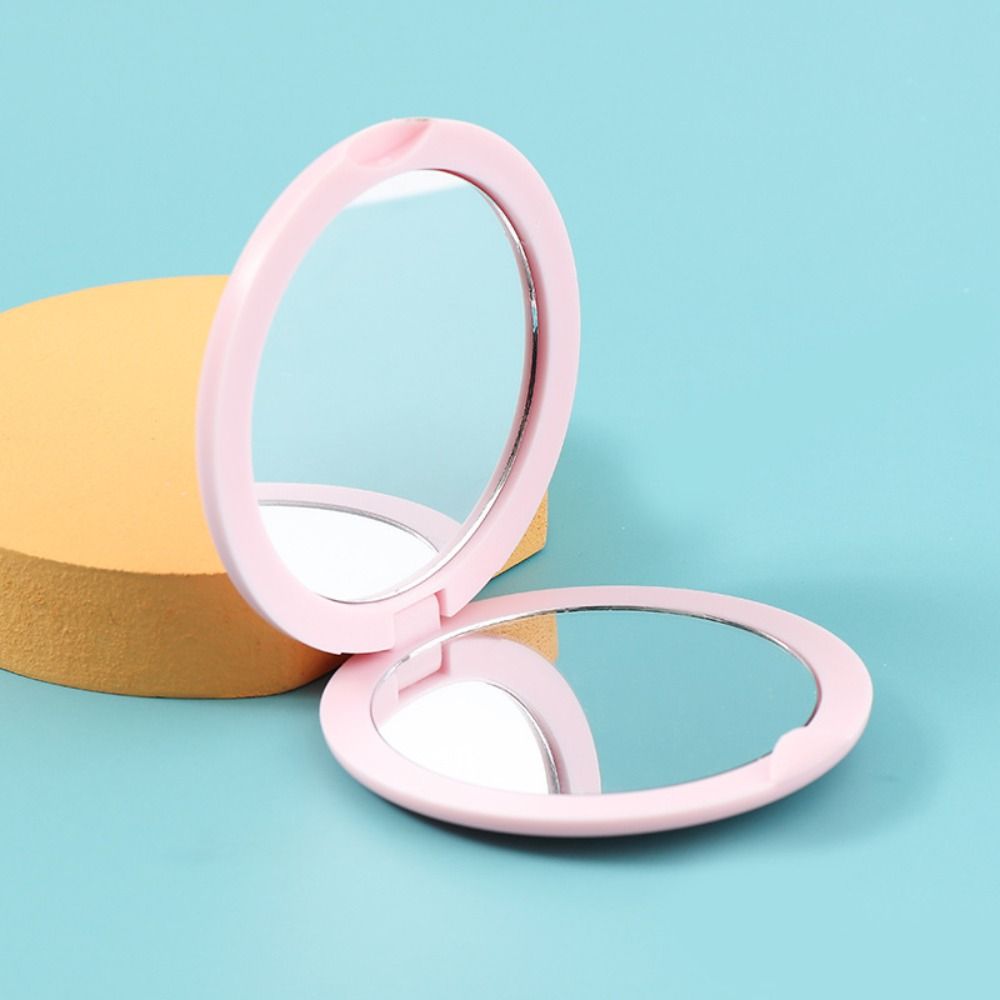 Portable Double Sided Flip Small Round Mirror Cute Round Mini Folding Mirror Small Round Makeup Mirror Office