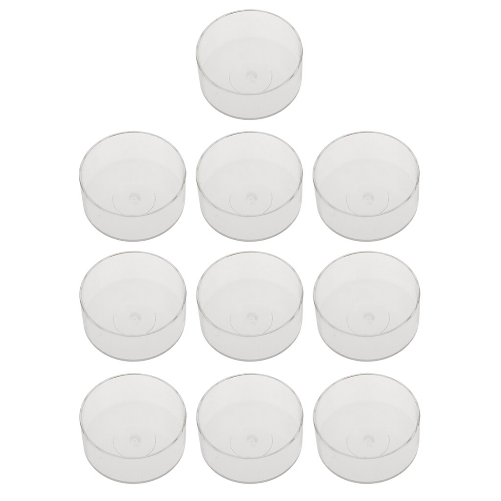 10x Clear Plastic Round Tealight Cup Empty Case + 200x Cotton Candle Wicks