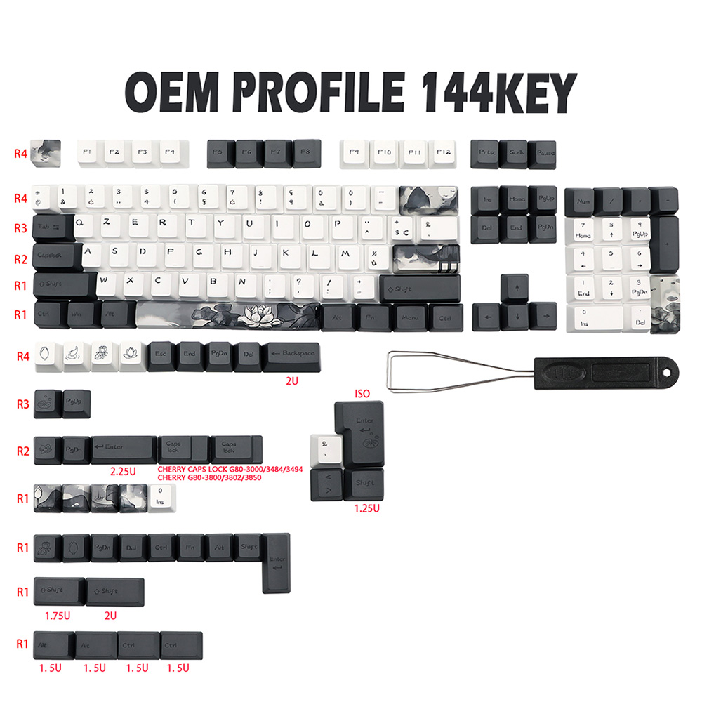 GMK-KEY Tinte Lotusblumen Tastenkappe Farbsublimation Tastenkappen für MX-Schalter dz60 RK61 Anne gk61 DZ60 GK64 68 980 108 ISO-Tastenkappe: Braun