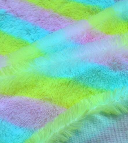 Tre farve barer pv fløjl plys stof regnbue stof til farverig alpaca dukke 150cm*50cm: Default Title