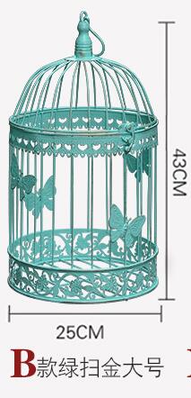 Artículos de decoración de jaula decorativa de hierro forjado, jaula de pájaros blanca para boda, decoración de jaula floral carnosa para ventana: Big green 1pcs