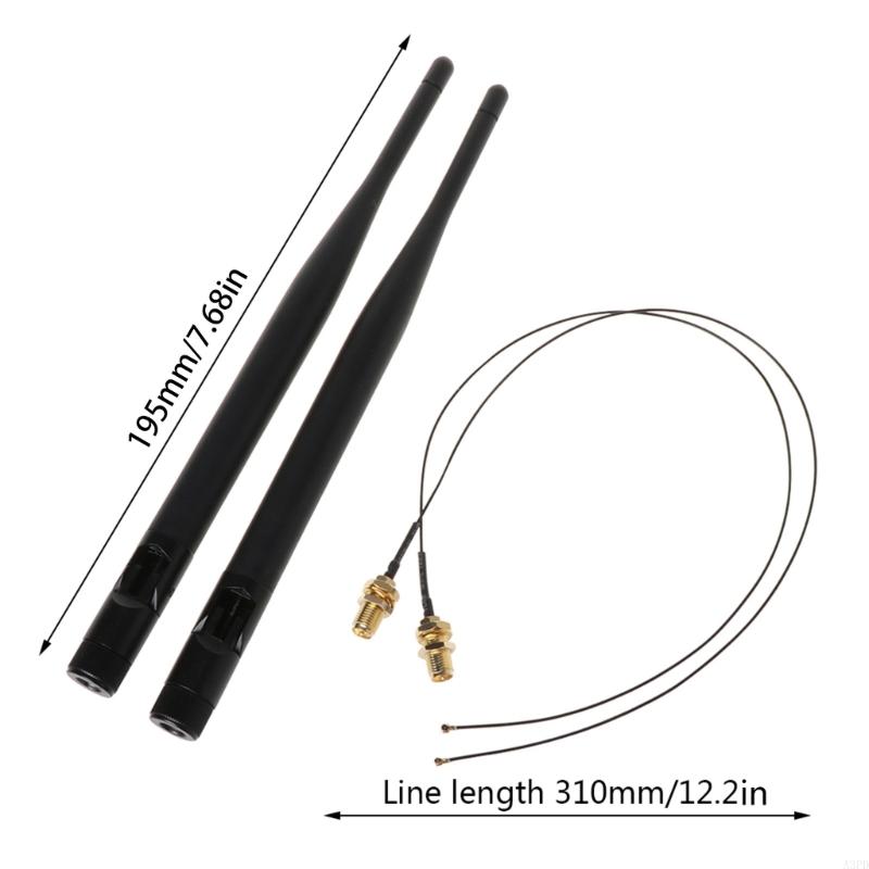 WiFi Antenna Aerial 2.4GHz 5GHz 6dBi RP-SMA Antennas 31cm/12in U.FL IPEX MHF4 to RP-SMA Extension Cable 2 Packs/Set