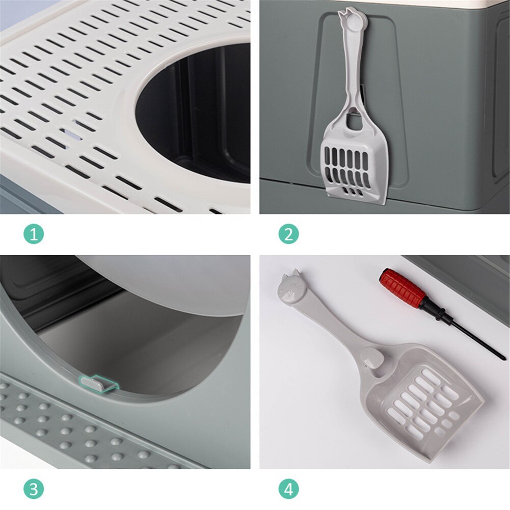 Litter Boxes for Large Cats Foldable Litter Box Comes with Shovel Tray Kitten Toilet Well Space Efficient