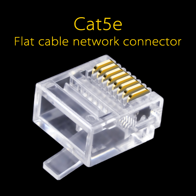 CNCOB Cat6 utp korte lichaam, twee stukken, platte kabel rj45 connector 8P8C modulaire netwerk connector Ethernet computer plug 50 stuks: Goud