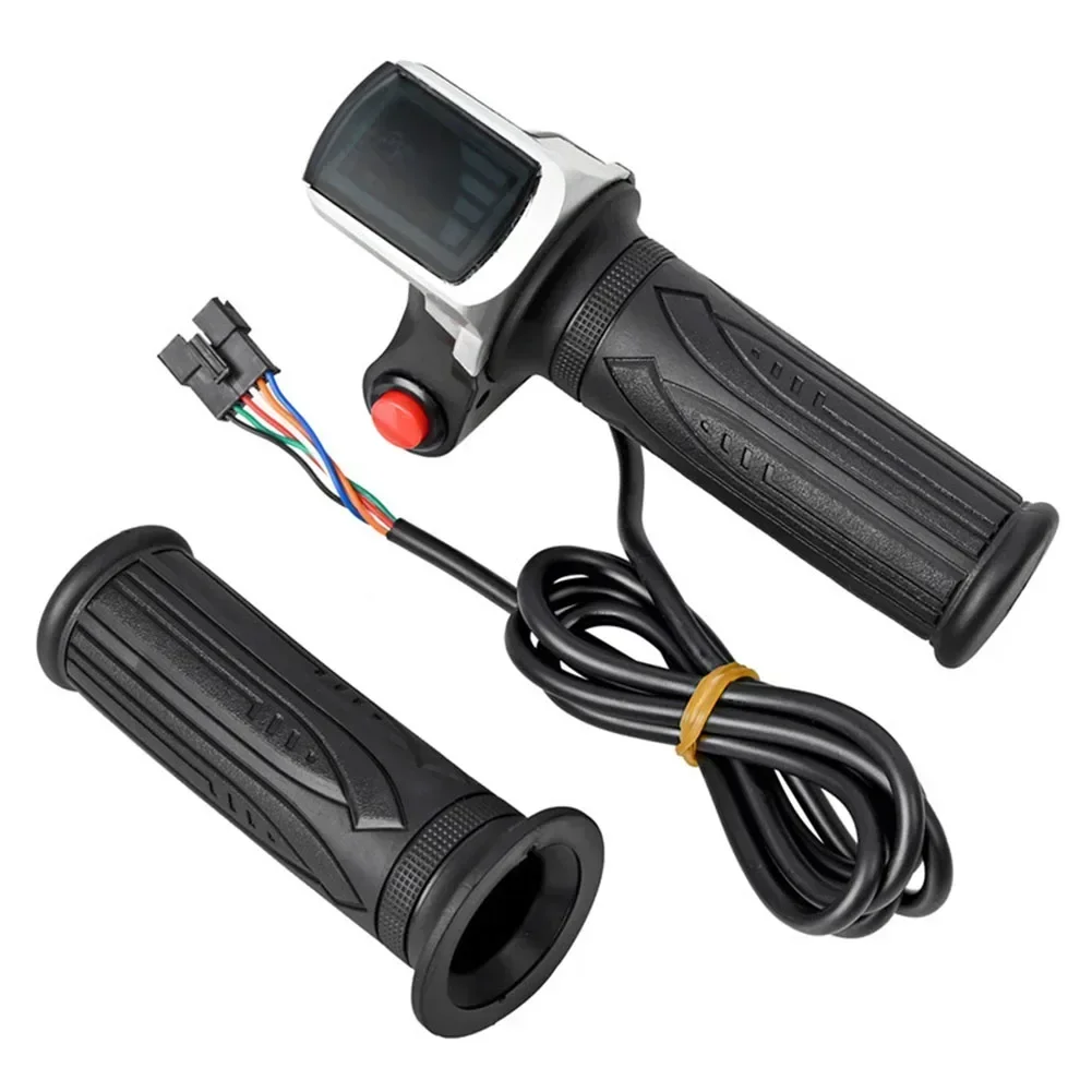 36V 6pin E-Bike Throttle Electric Scooter Accelerator Bicycle Grip Handlebar LED Display Throttle Electric Bike Replacement