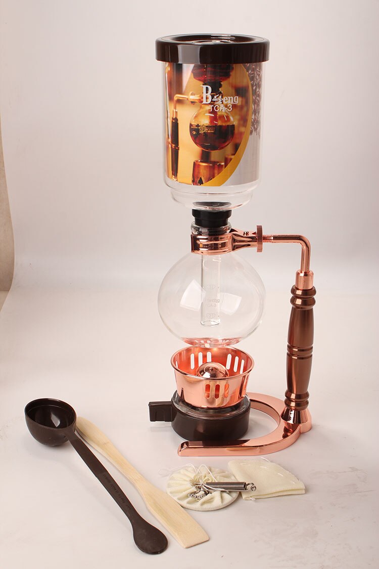 Nouvelle cafetière Syphon 3 tasses avec poignée or/or rose/cafetière Syphon/infuseur de thé de syphon au