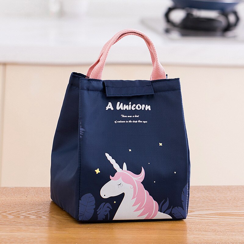 Saco portátil da isolação térmica da grande capacidade engrossado saco do almoço da folha de alumínio: Dark blue - Unicorn
