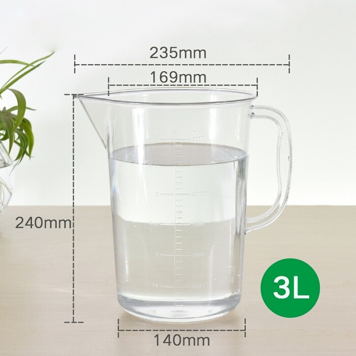 Vaso medidor de plástico irrompible para medir líquidos, jarra, contenedor de taza, herramienta de medición de laboratorio duradera: 3 liter