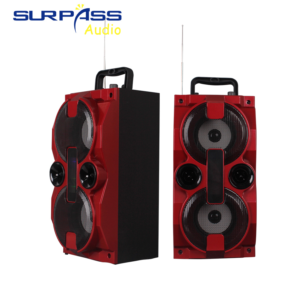 Tragbarer, kabelloser bluetooth-lautsprecher für den außenbereich mit stereo-subwoofer, ukw-radio, led-beleuchtung, tf- und usb-wiedergabe sowie aux-eingang.