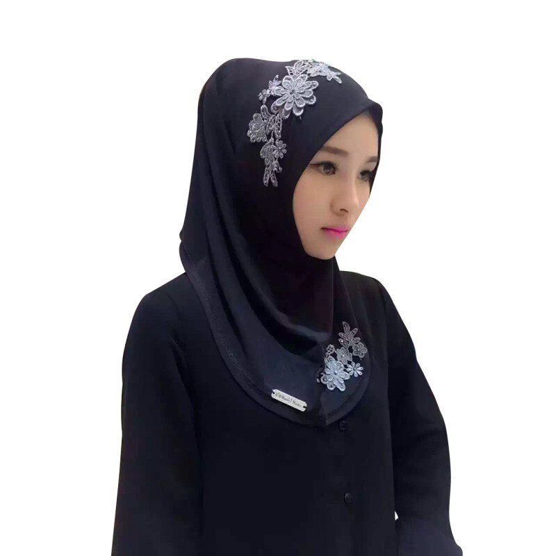 Ladies Lace Embroidery Headband Hijab Islamic Scarves Bonnet Shawls Muslim Scarf Women Hijab Islamic 11 Colors: 11