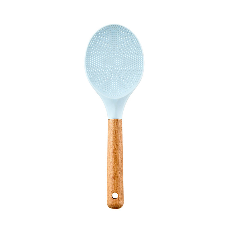 Utensils Silicone Kitchenware Blue 1 Pcs Non Stick Cooking Pot Kitchen Cookware Spatula Ladle Egg Beaters Shovel Soup Spoon: Blue Rice Spoon