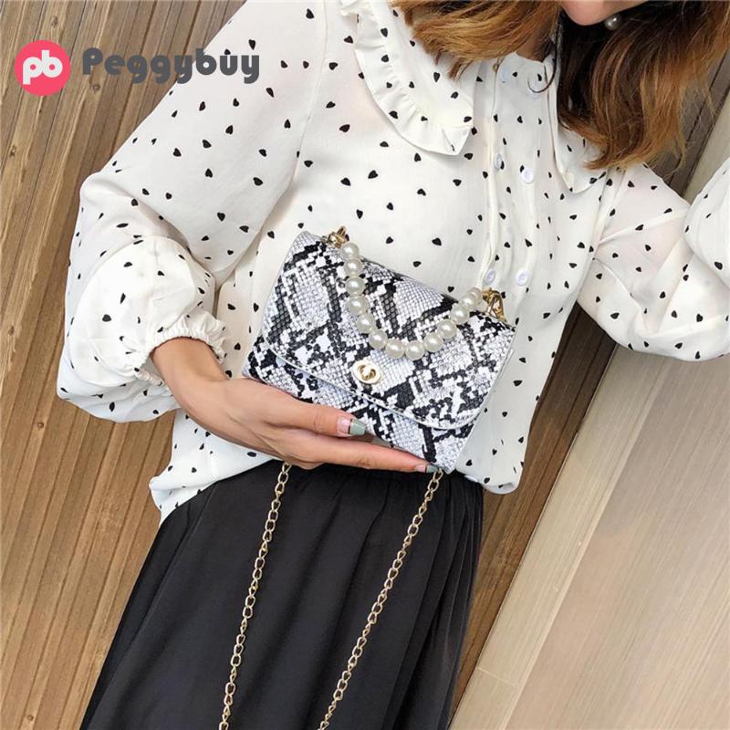 Bolsos de para mujer con estampado de serpiente y perlas para mujer bolsos de bandolera de cuero de PU Casual