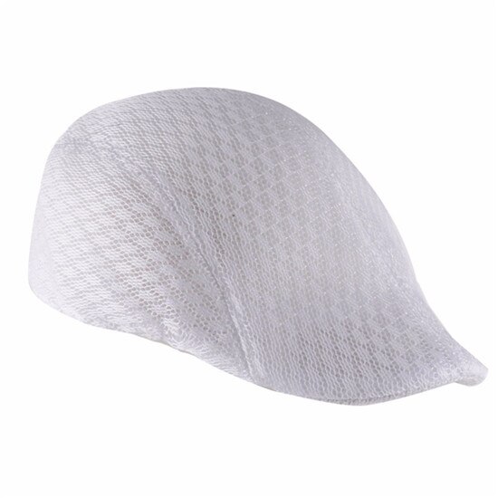 Summer Unisex Men Women Sun Mesh Beret Cap Newsboy Cabbie Flat Peaked Hat Casquette Breathable Berets: white