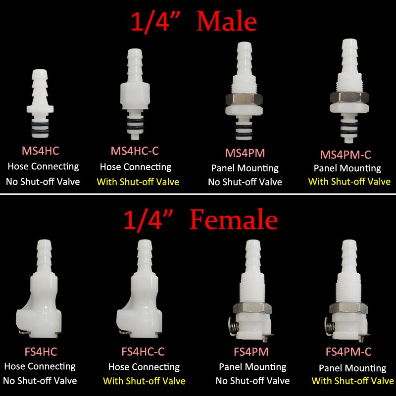3/16 1/4 Hose Barb Valved quick Coupler disconnect fitting Coupling Male Female Quick Shut-Off Hose Joint Tube Connector