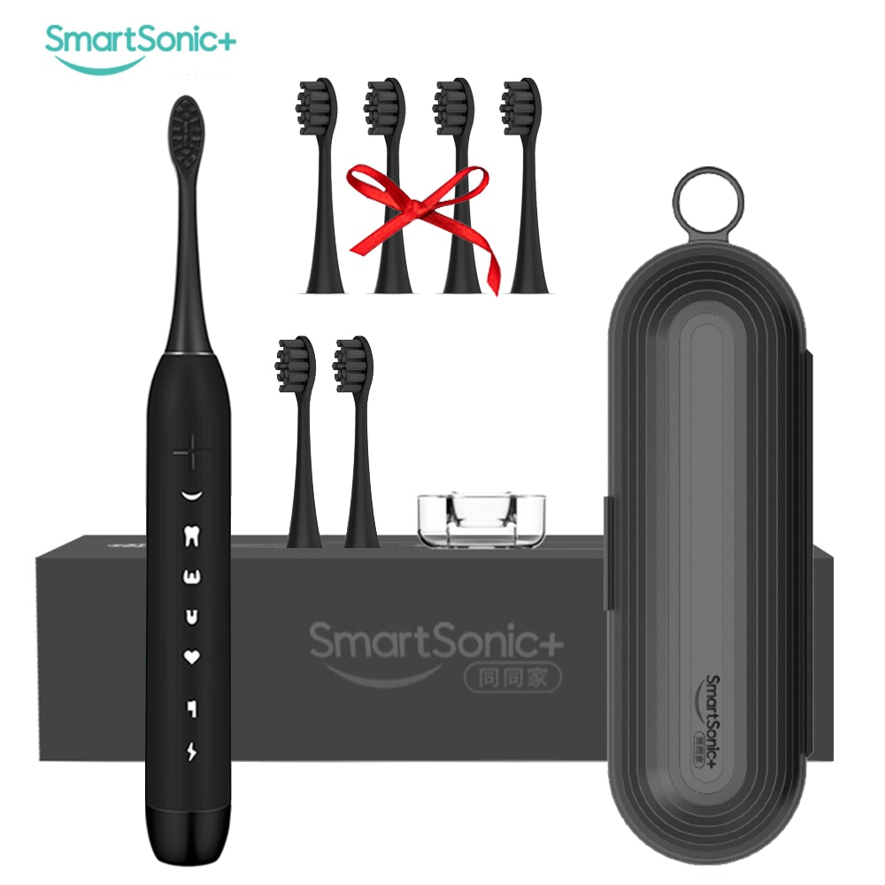 SmartSonic Waterproof Sonic Electric Toothbrush USB Rechargeable Tooth Brush Ultrasonic Toothbrush with 2 Brush Heads