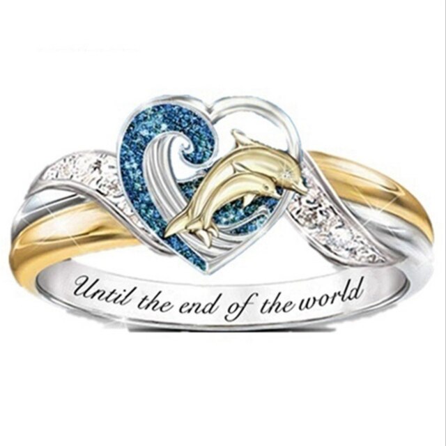 Joyería Popular del del Día de San Valentín de las mujeres de boda amor delfín Set anillo collar lindo al por mayor: 5