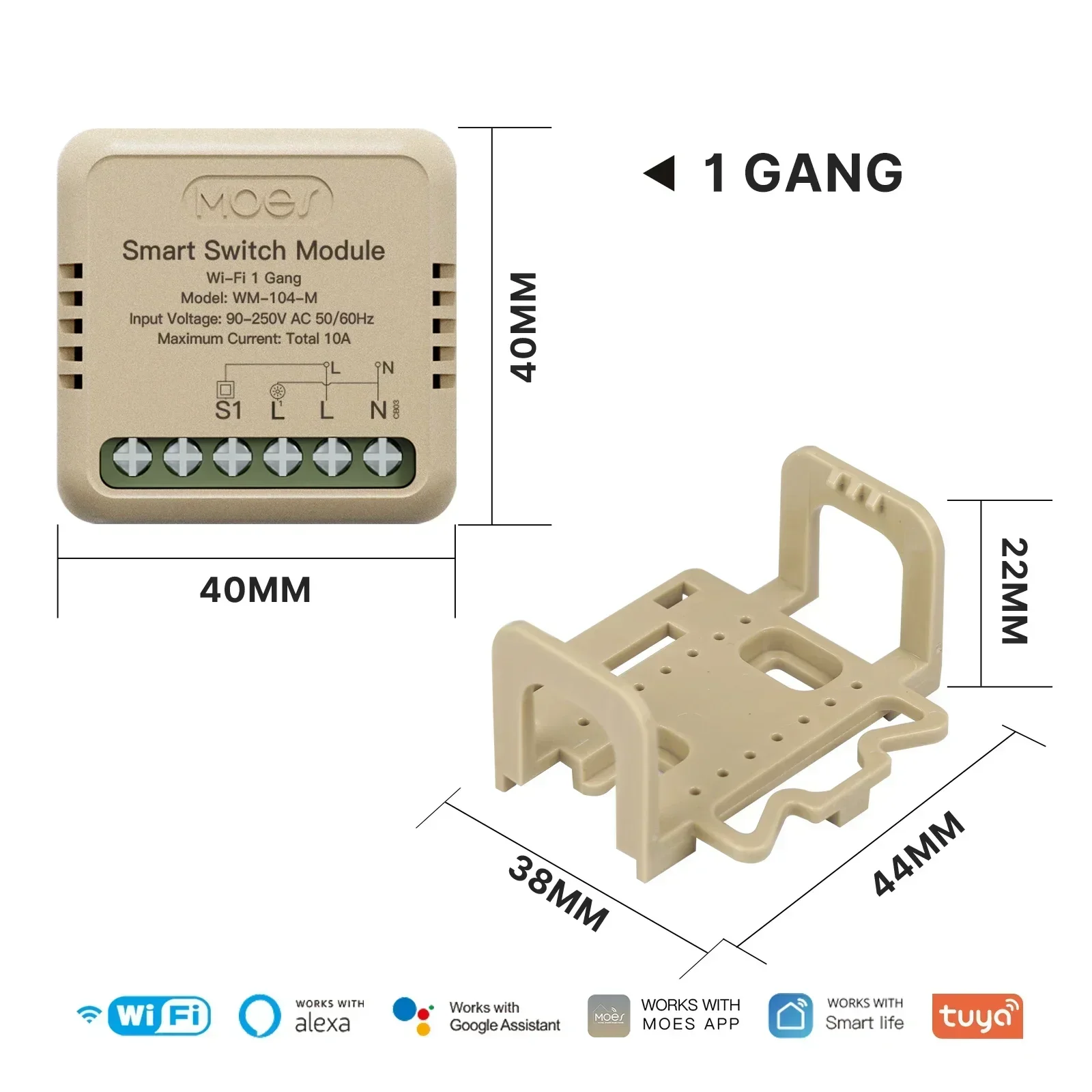 MOES Star Ring Series Mini Tuya WiFi/Zigbee interruptor inteligente módulo DIY interruptor de luz 1/2 Gang Control remoto trabajo Alexa Google Home: Blanco