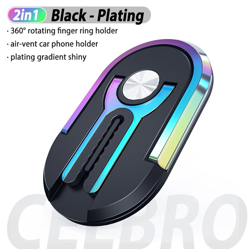 Universal Multipurpose Mobile Phone Holder Car Air Vent Grip Mount Stand Rotation Finger Ring Holder For Phone in Car Ring Stand: dazzling black