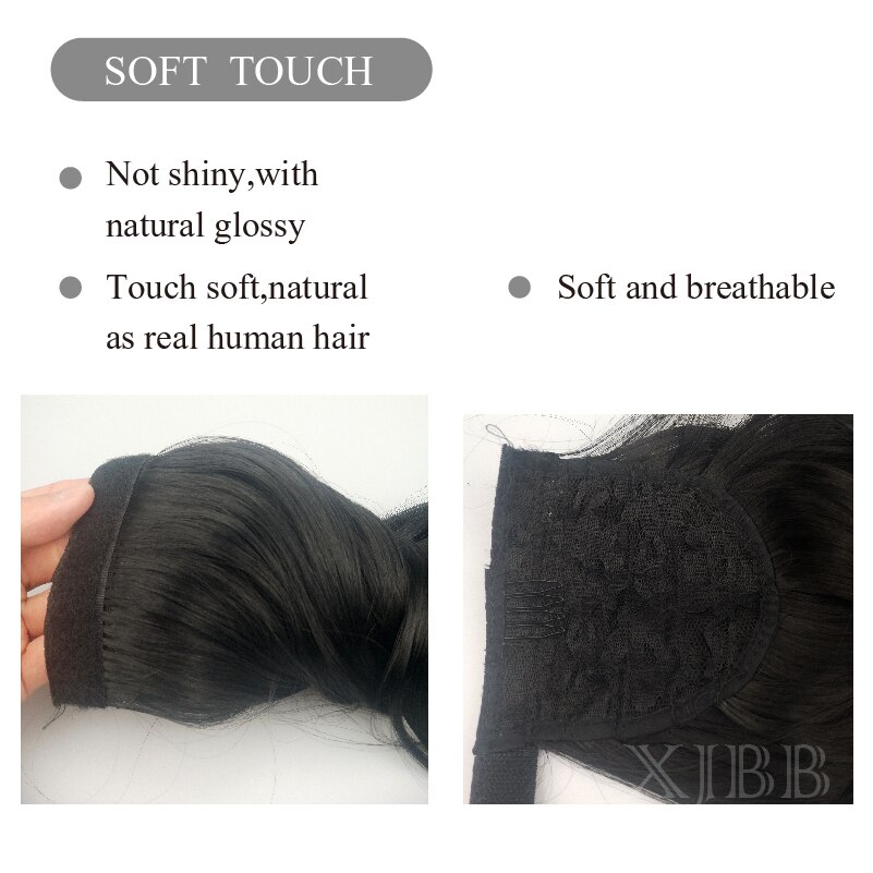 XJBB Seamless Wrap Around Synthetic Ponytail Extension for Women Long Ponytail Synthetic Hairpiece Wrap on Clip Hair Extensions