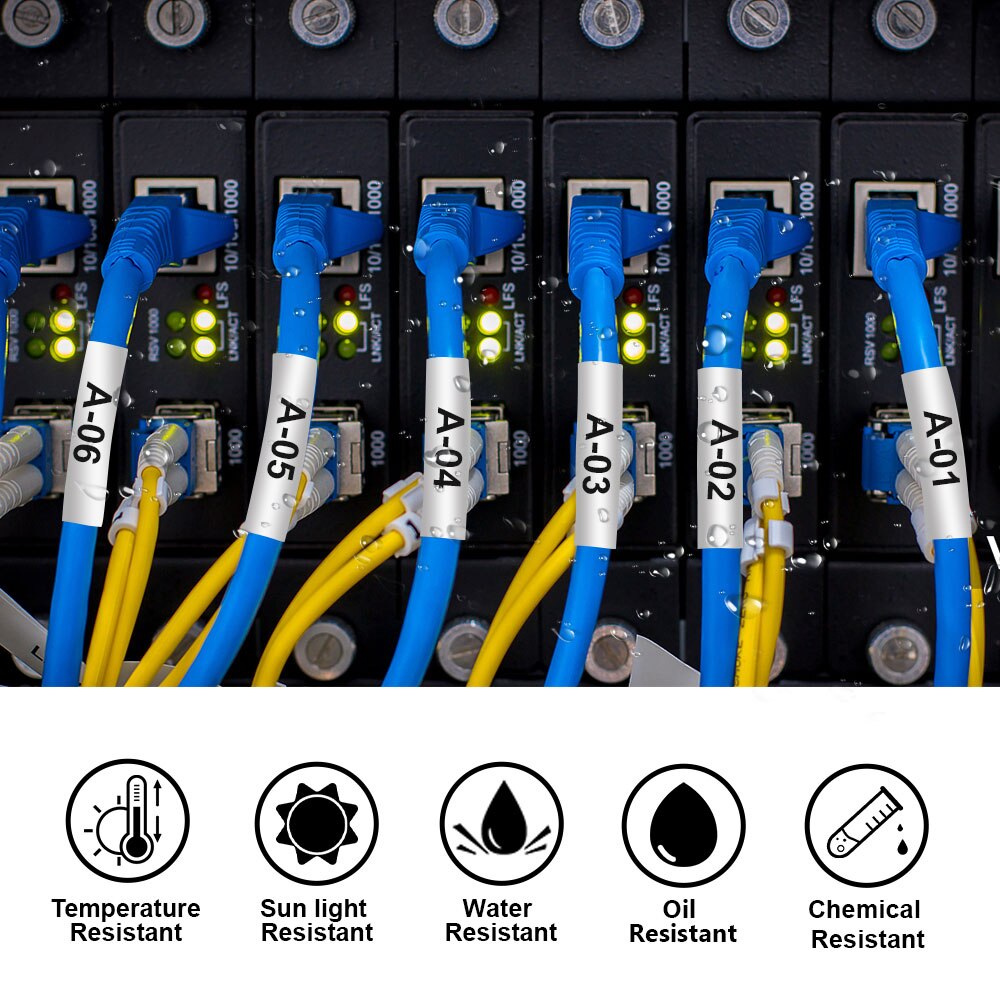 Tubo termorretráctil de etiquetas de 3,5/5/11mm SU5S SU11S SU5Y SU11Y SU3Y SU3W Compatible con impresora Epson LabelWorks LW-300 LW-400 LW-500