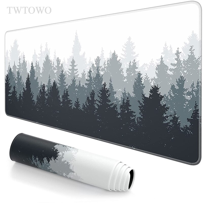 Grey Forest Trees Mouse Pad Gaming XL Computer Large Mousepad XXL keyboard pad Natural Rubber Anti Slip Soft Mouse Mat