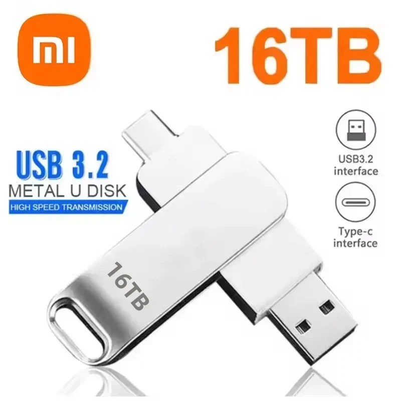 XIAOMI 16TB Flash Drives USB 3.2 High Speed USB Transfer Metal Pendrive Memory Card Pendrive Flash Disk Memoria Waterproof Stick: Pink