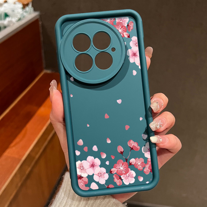Funda de teléfono para OnePlus 13T 13R 12R 11R flor rosa flor de melocotón parachoques a prueba de golpes funda suave de silicona Fundas para OnePlus 13 12: Negro / OnePlus 11R