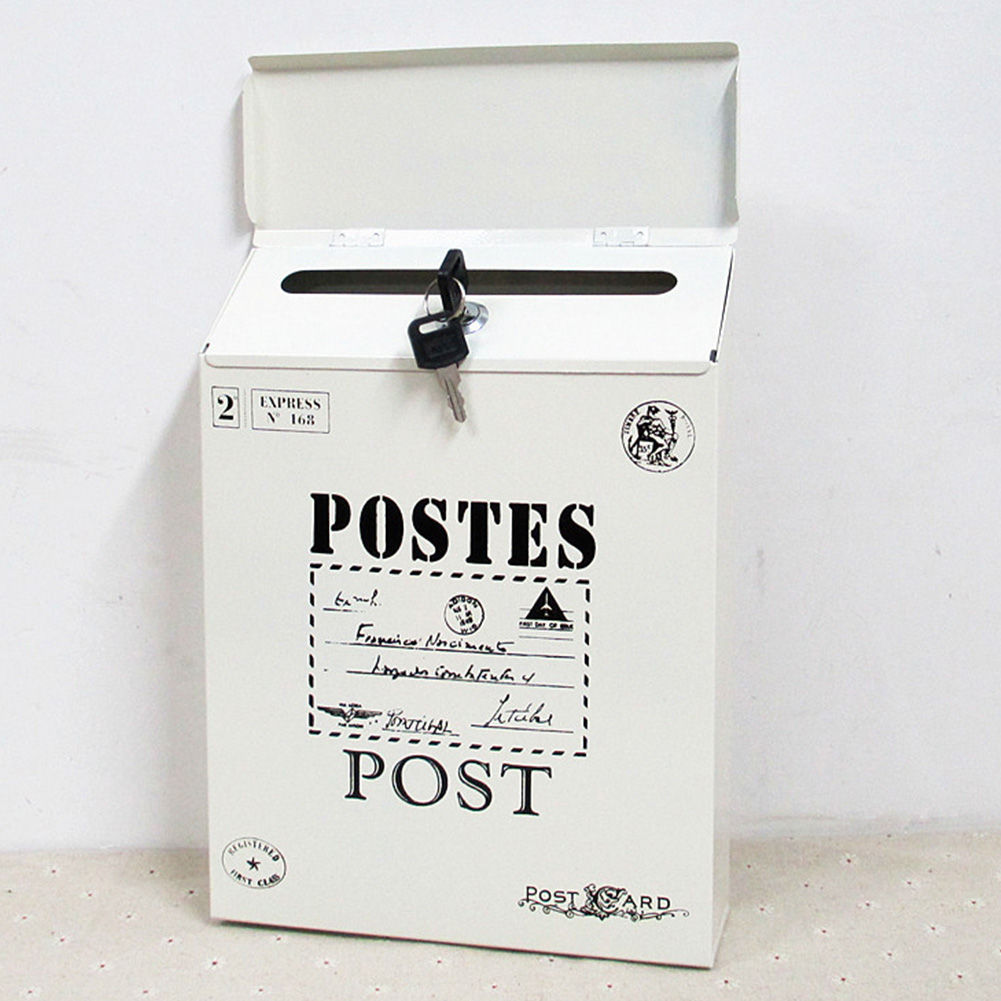 Boligindretning maling vintage brevkasse ornamenter farverige med lås vægbeslag avis holdbar postkasse jern posthave