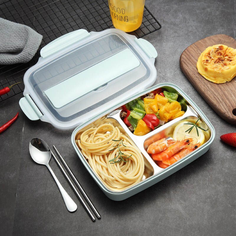 Edelstahl 304 Mittagessen Kasten Mit Löffel dicht Mittagessen Bento Boxen Geschirr einstellen Mikrowelle Erwachsene freundlicher Lebensmittel Container