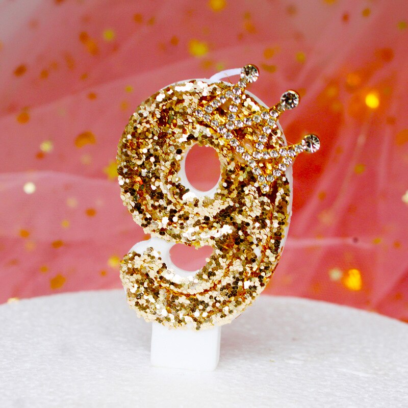 Rhinestone Golden Gradient Candle Birthday Party Wedding Anniversary Mother's Day Cake Topper Decoration: Rose gold-9