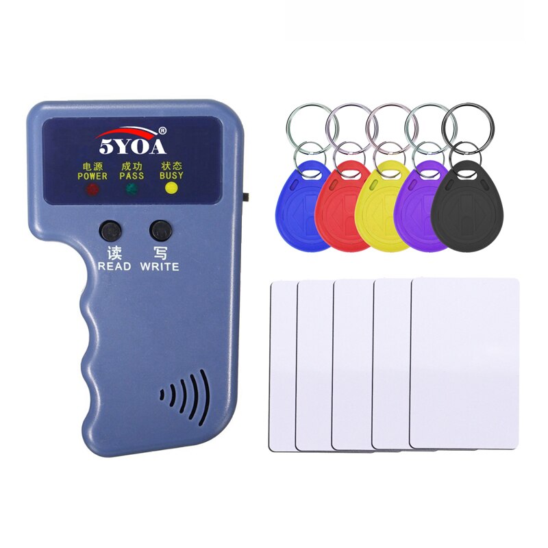 125KHz RFID Programmer Duplicator Copier Writer Reader Writer ID Card Cloner &amp; key: with 5Keys 5Cards