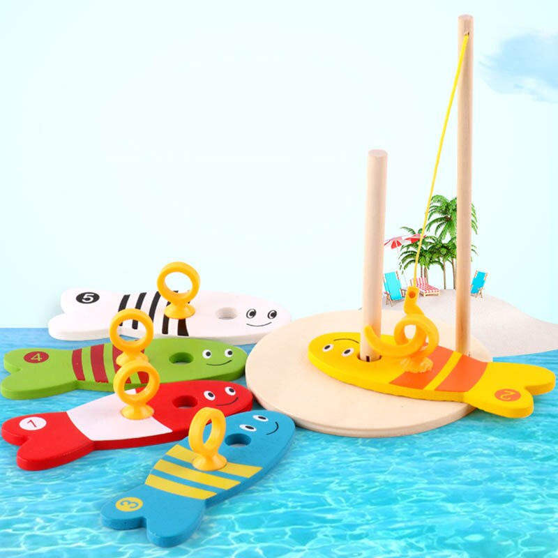 1Pcs Kids Houten Vissen Speelgoed Intellctual Ontwikkeling Cartoon Kinderen Vissen Game Speelgoed Ouder-kind Interactief Spel Speelgoed