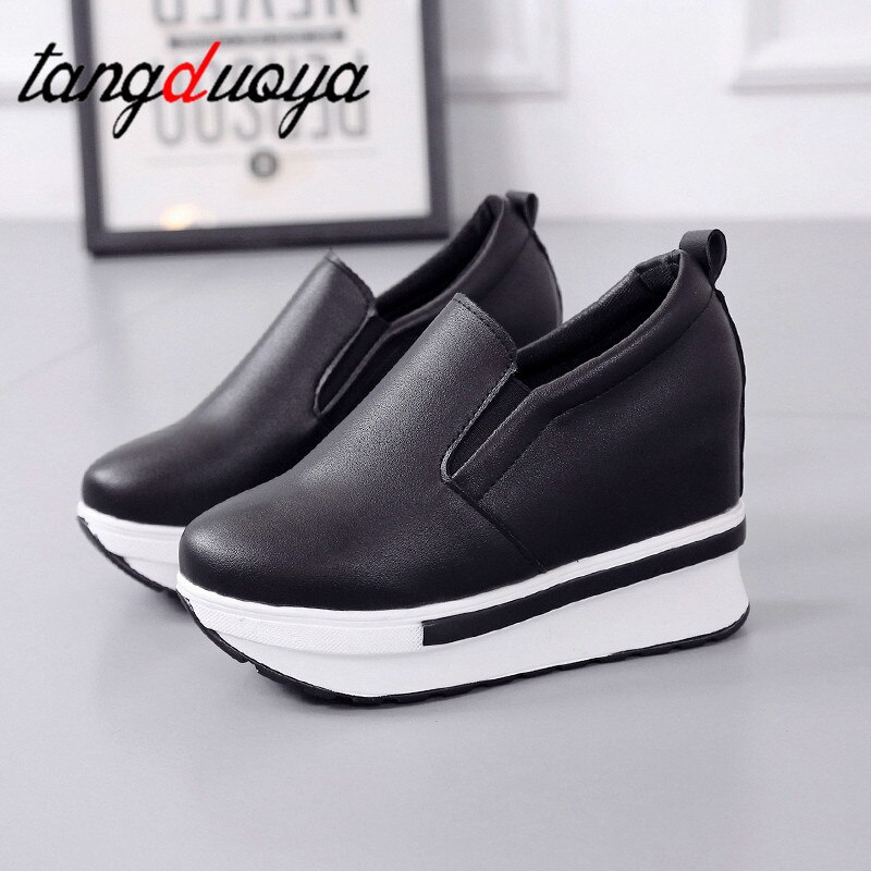 Chaussures à semelle épaisse pour femmes, chaussures à plateforme épaisse et étanches PU, mocassins vulcanisées, collection chaussures femme décontractées, collection