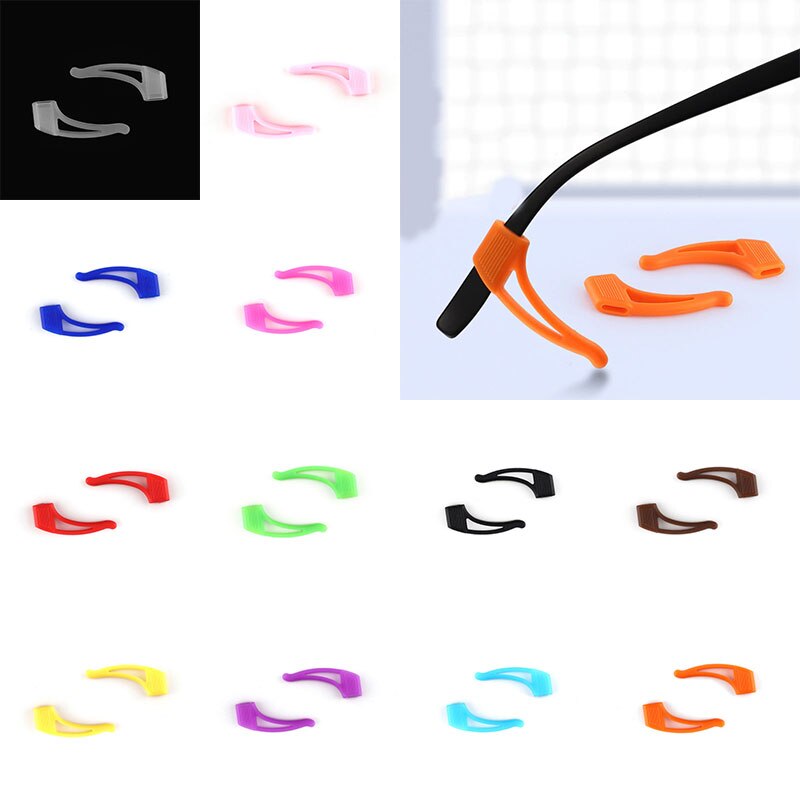 1 Paar Effen Kleur Siliconen Anti-Slip Brillen Houder Voor Kinderen Zonnebril Of Leesbril Oor Grip Haken 12 kleuren