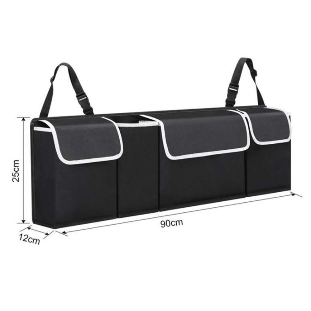 Car Rear Seat Multi Pockets Sundry Storage Bag Vehicle Trunk Accessory Organizer Protector for Car Seat Back Black