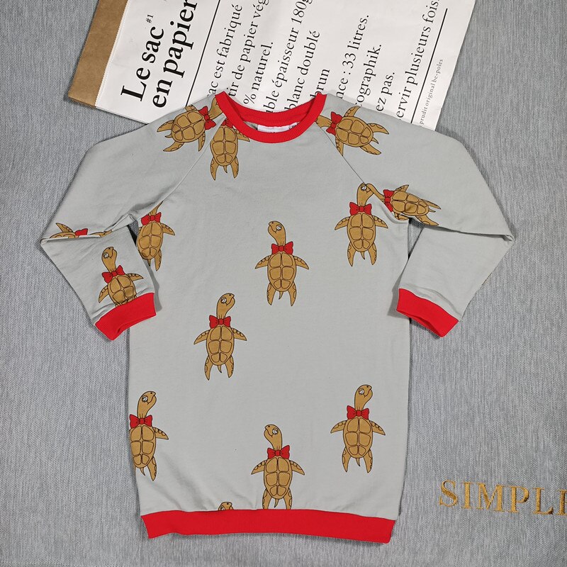 BOBOZONE żółwie morskie sukienka papugi sukienki dla dzieci dziewcząt: Szary / 92-98