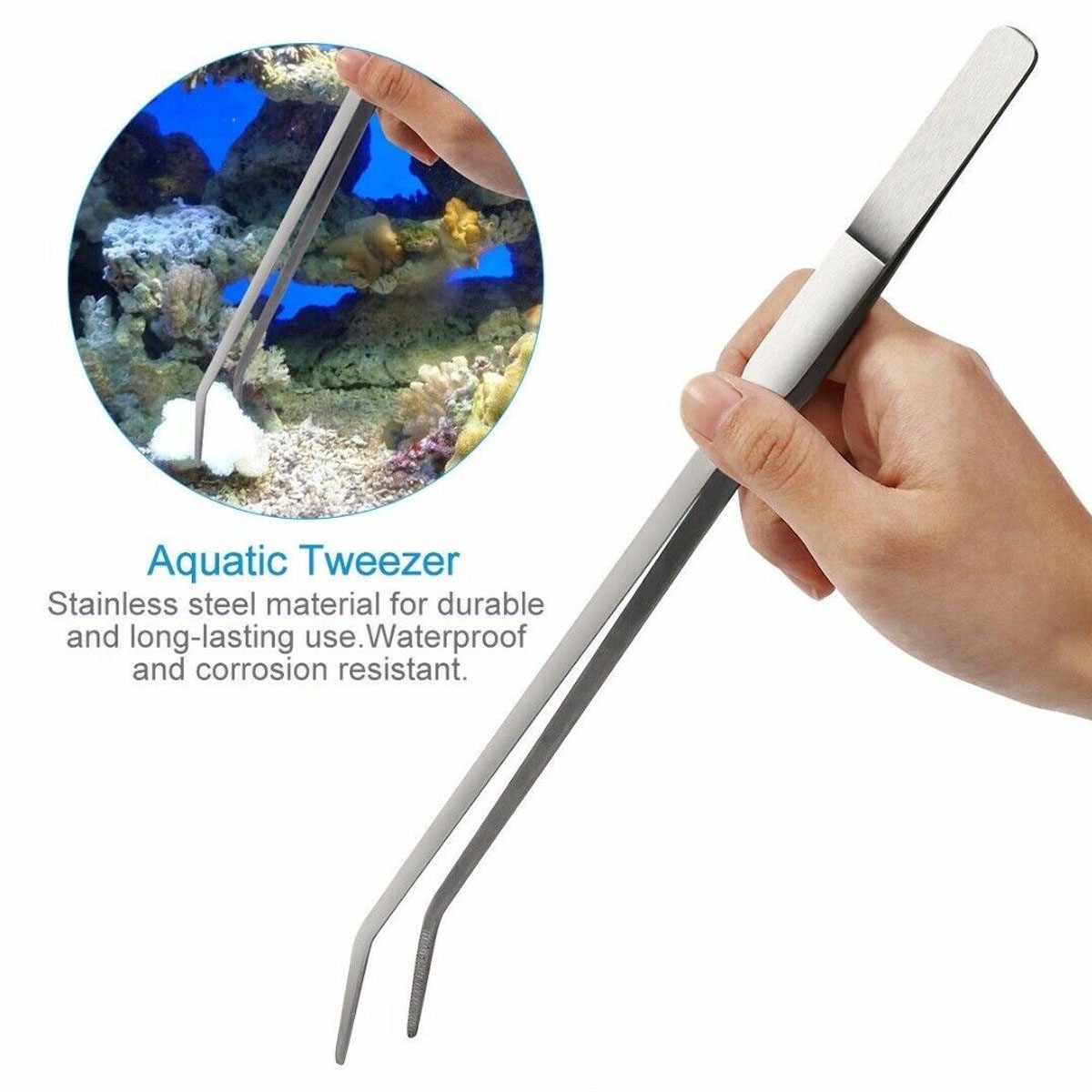 Aquarium Fish Tank Tools Kit 3/5pcs Stainless Steel Tweezers Scissors Maintenance Tool for Aquascaping Tank Aquatic Plants