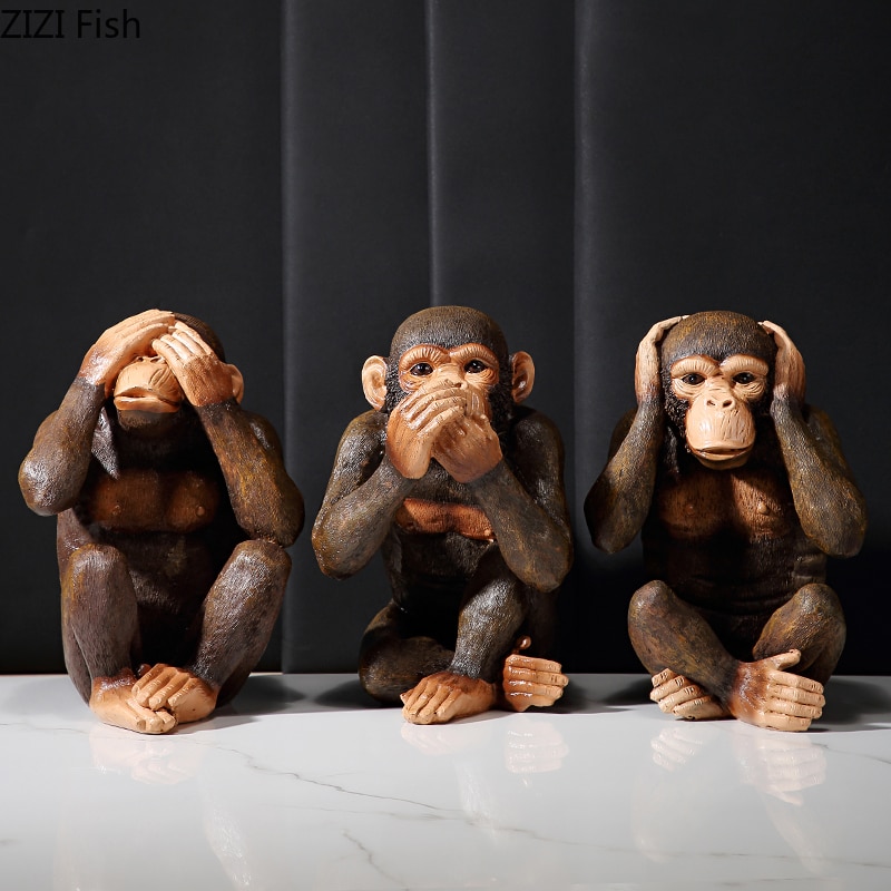 Hars Beeldjes Retro Aap Ornamenten Zen Dier Beeldje Bureau Decoratie Orangutan Simulatie Standbeeld Moderne Home Decor