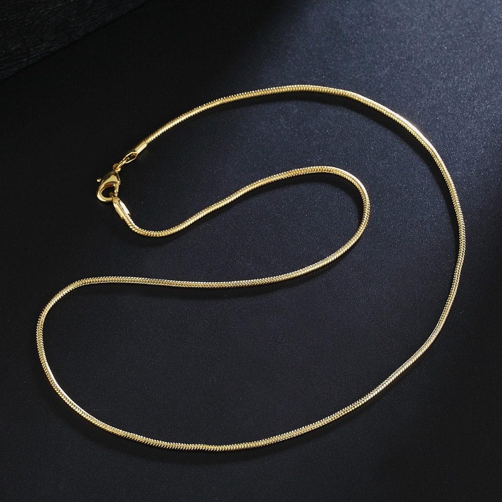 925 Sterling Silver Snake Chain 18K Gold Kettingen 16/18/20/22/24/26/28/30 Inch Vrouwen Mannen Jewelry