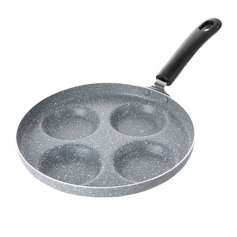 Olla para freír de 4 agujeros, sartén para tortilla engrosada, antiadherente, para huevos, tortitas, carne, Pan, cocinar, huevos, jamón, máquina de desayuno: Gris claro