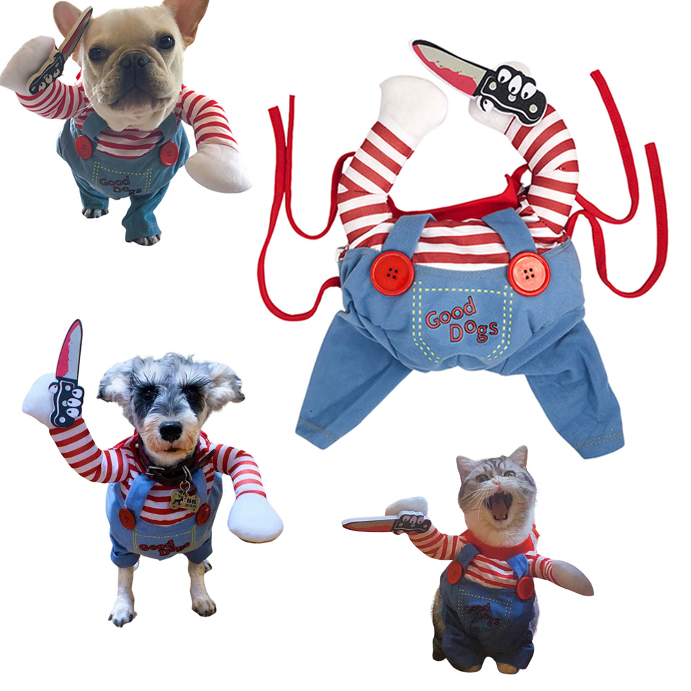 Halloween Hond Cosplay Kleding Feest Verkleed Grappige Gezellige Puppy Gestreepte Kleding voor Kleine Middelgrote Honden Katten Bulldog Outfits