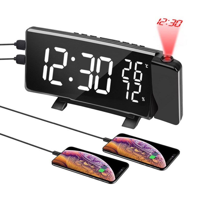♕s.Digital & Analog-Digital Clocks USB Digital Alarm Clock Electronic Projection With Thermometer Clock
