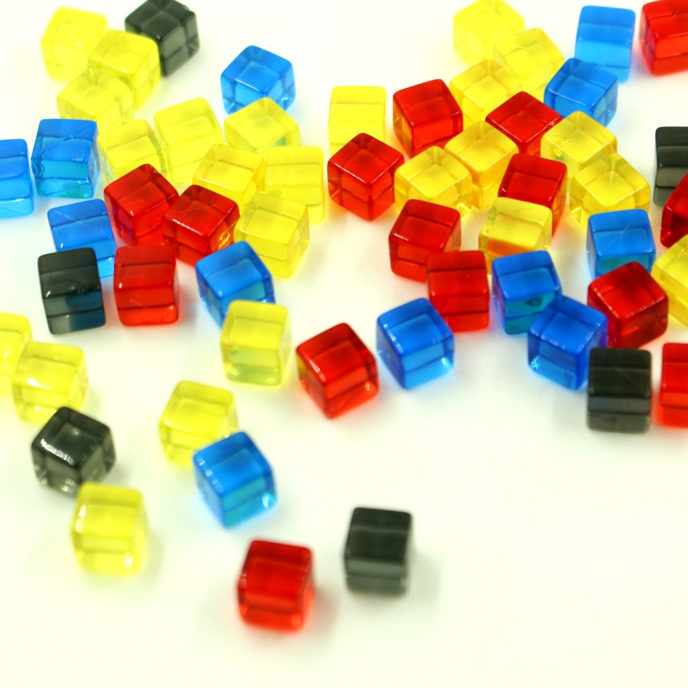 100 stk 8mm tilfældige farver gennemsigtigt firkantet hjørne farverige krystal terninger skakbrik retvinklet sigterning terning puslespil legetøj