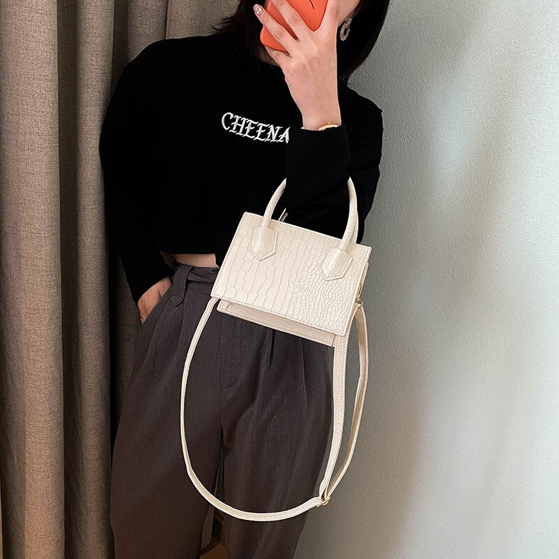 Dames schoudertas in kleurblok, wild style, geruite handtas met rits en handvatten, pu-koerierstas