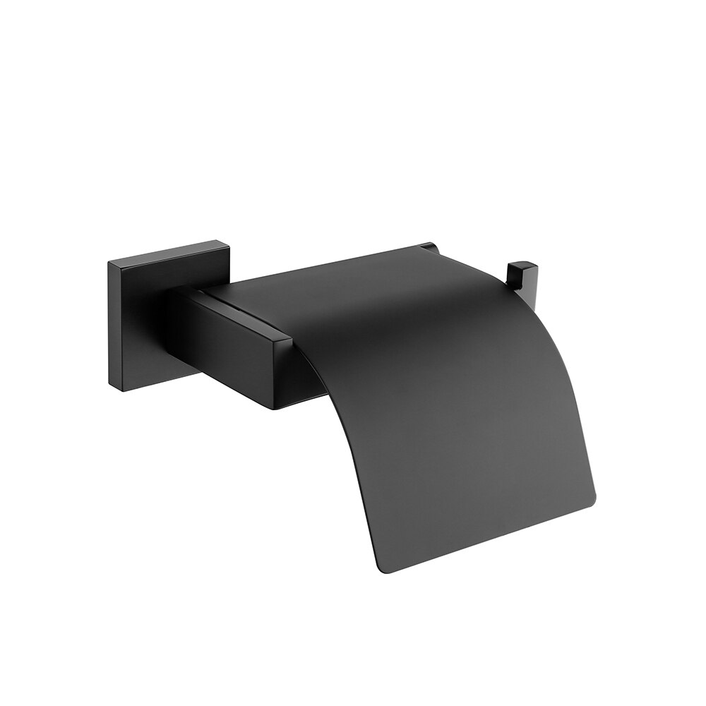 Black Bathroom Hardware WC Accessories Toilet Paper Holder Wall Hook Towel Bar Robe Hanger Rack Stainless Steel Organizer: Paper holder