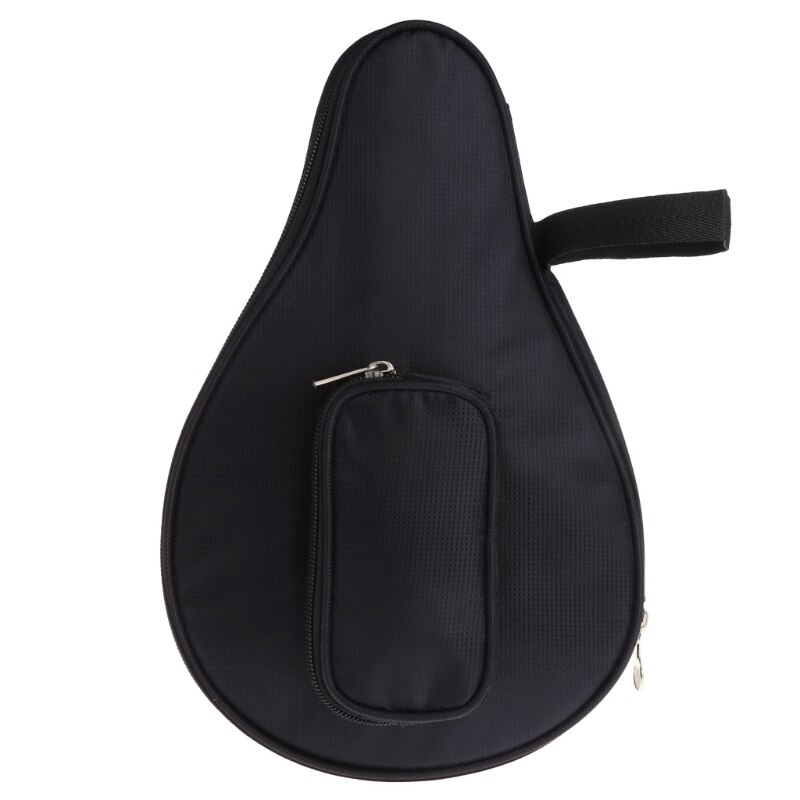 Waterproof Black Table Tennis Racket Bag PingPong Paddle Bat Case w/ Ball Pouch