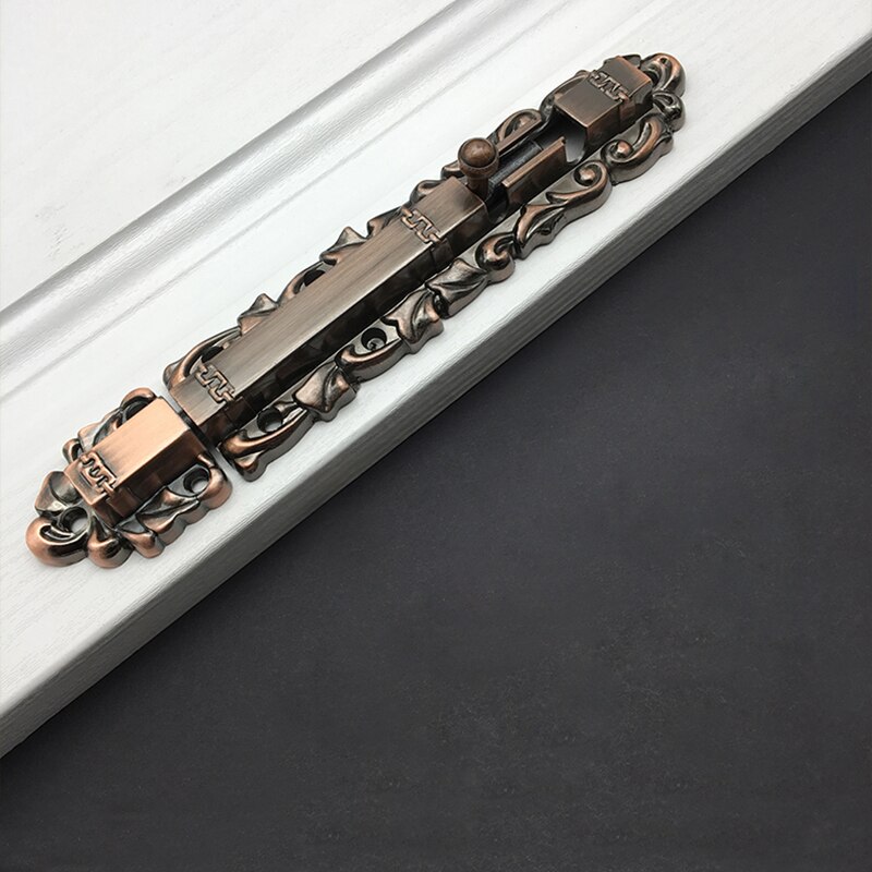 Antique Retractable Zinc Alloy Latch Box Double Plug Long Opening Movable Door Lock Bolt
