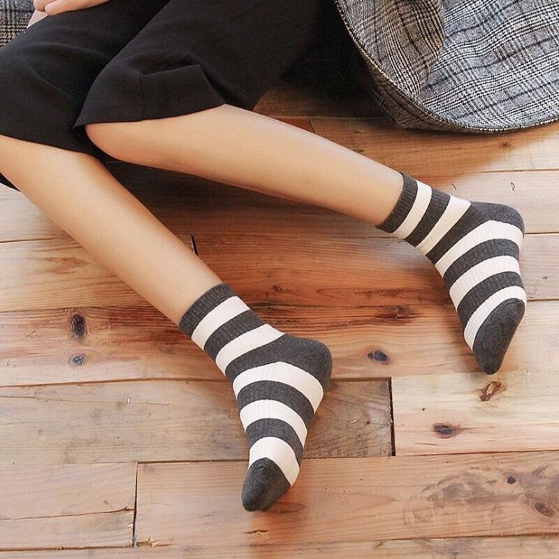 Korean Style Socks Woman Spring Autumn Kawaii Stripe Cotton Japanese Harajuku Short Sock for Girls, Woman Clothing