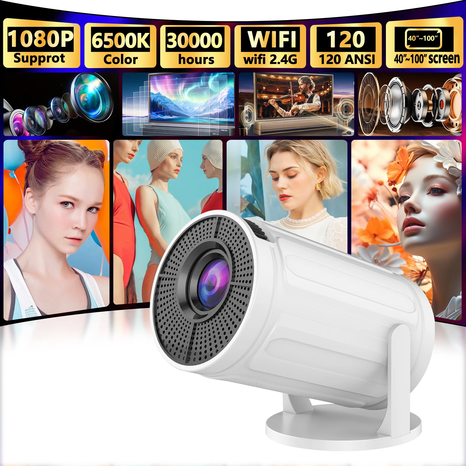 1280x720P RY008 LED Mini HD Portable Projector High Brightness 2 4G WIFI Home Theater Projector for Movies