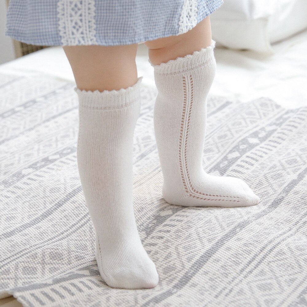 Calcetines elásticos de malla de algodón para bebé, medias de estilo español para primavera y verano, hasta la rodilla, 6 pares,